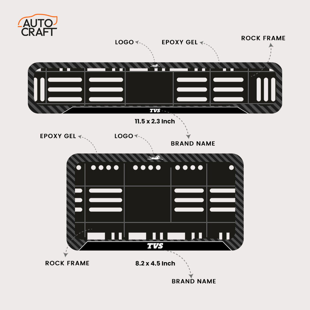 Bike Number Plate Gel Frame - TVS - Black Pattern - Image 2