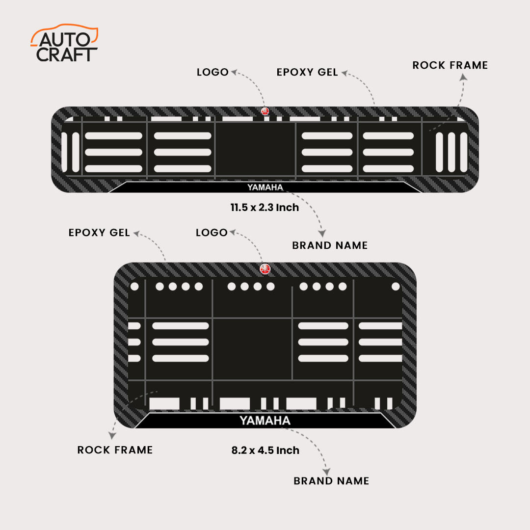 Bike Number Plate Gel Frame - Yamaha - Black Pattern - Image 2