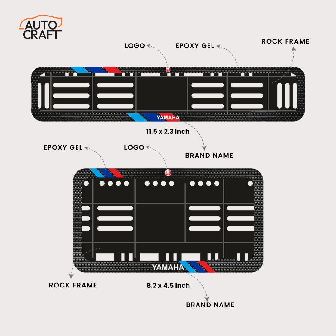 Bike Number Plate Gel Frame - Yamaha - Red & Blue Racing Stripes - Image 2