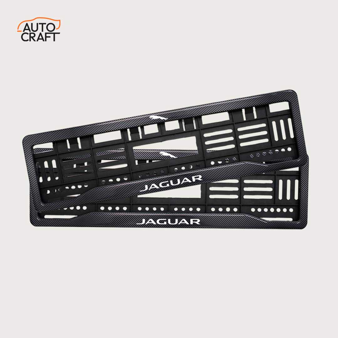 Car Number Plate Gel Frame - Jaguar Logo - Black Plain - Image 1