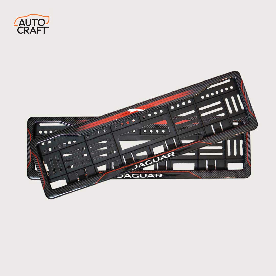Car Number Plate Gel Frame - Jaguar Logo - Red Dash - Image 1