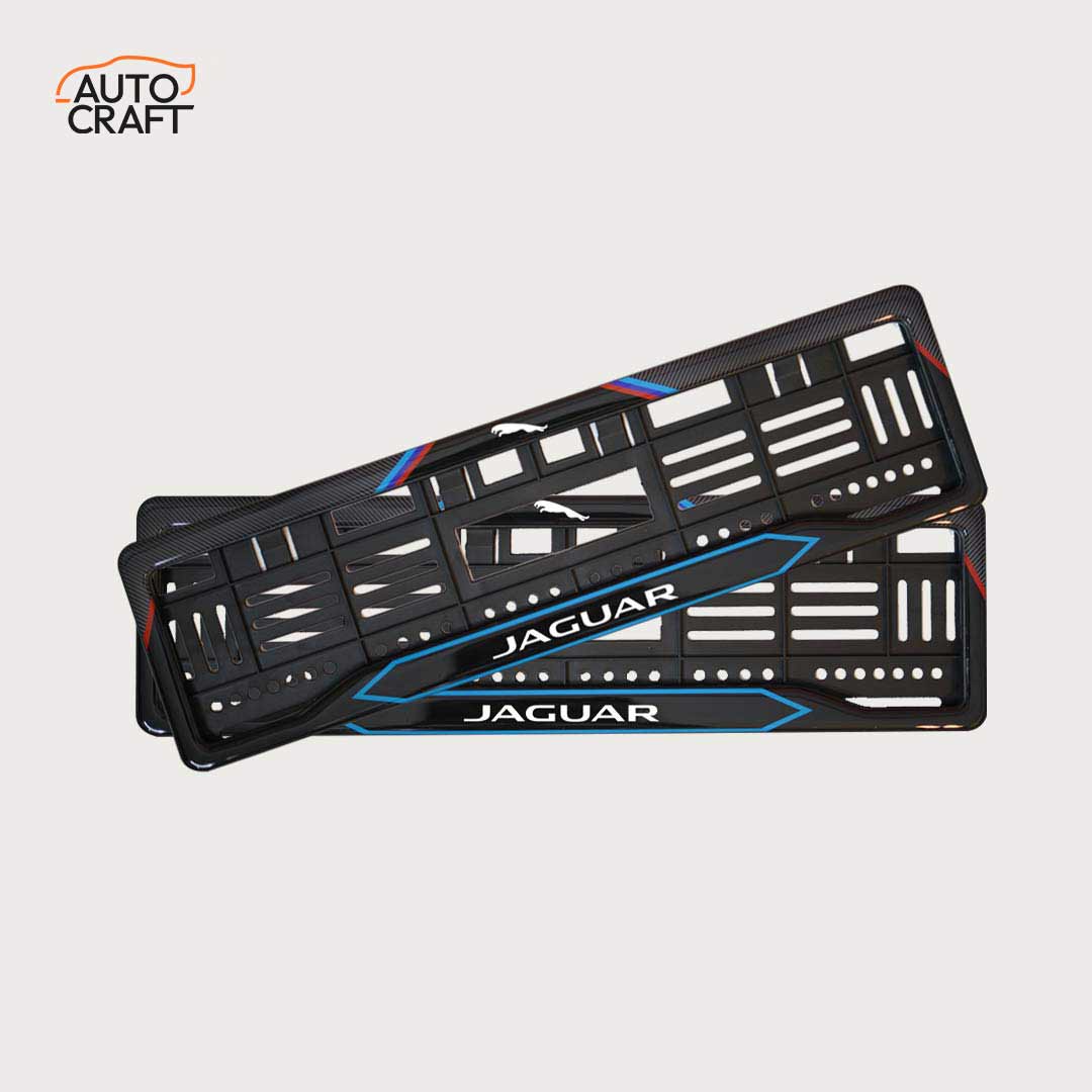 Car Number Plate Gel Frame - Jaguar Logo - Red and Blue Line - Image 1