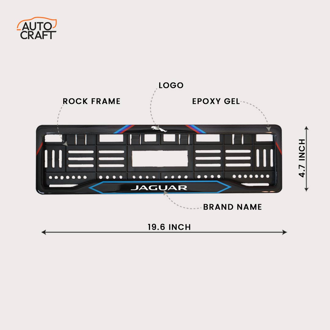 Car Number Plate Gel Frame - Jaguar Logo - Red and Blue Line - Image 2