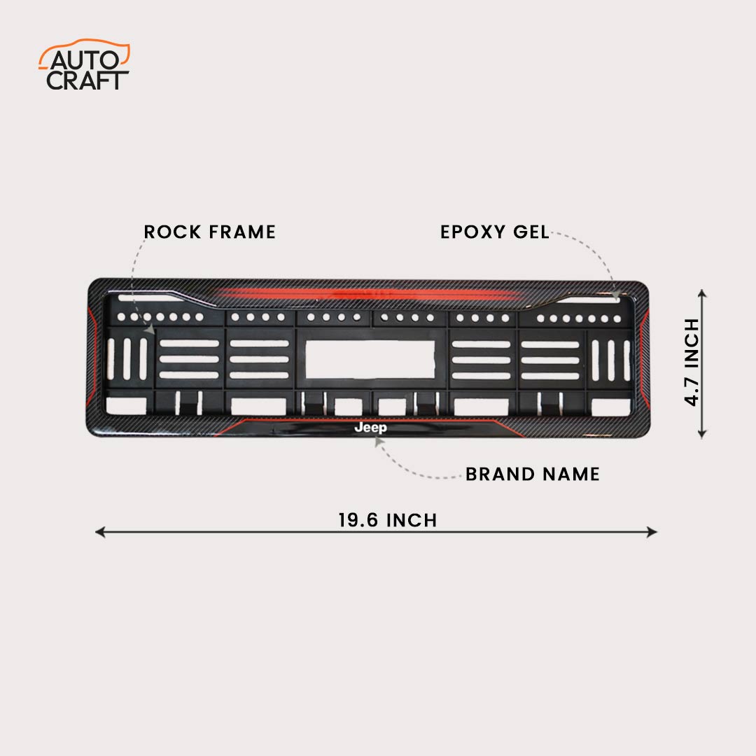 Car Number Plate Gel Frame - Jeep - Red Dash - Image 2