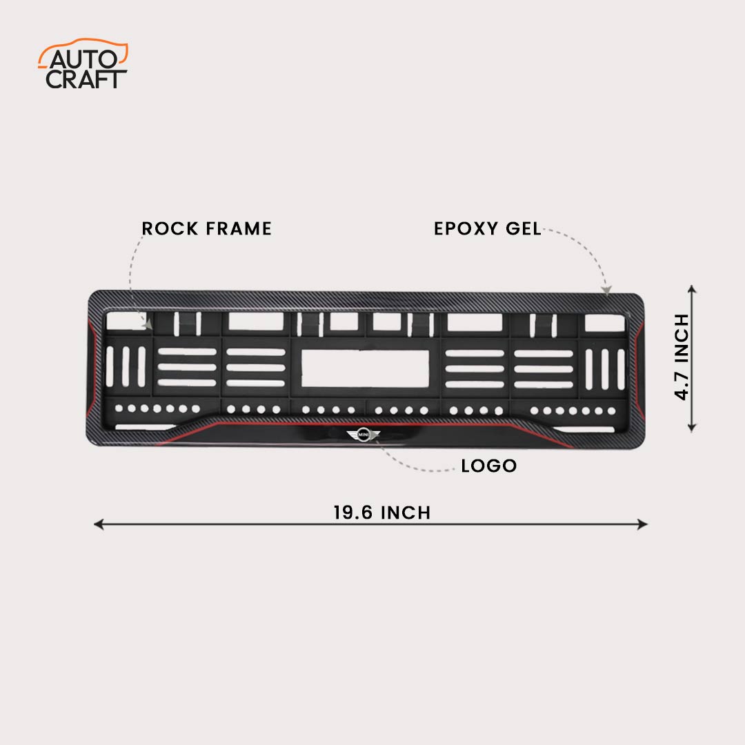 Car Number Plate Gel Frame - Mini Cooper - Red Line - Image 2