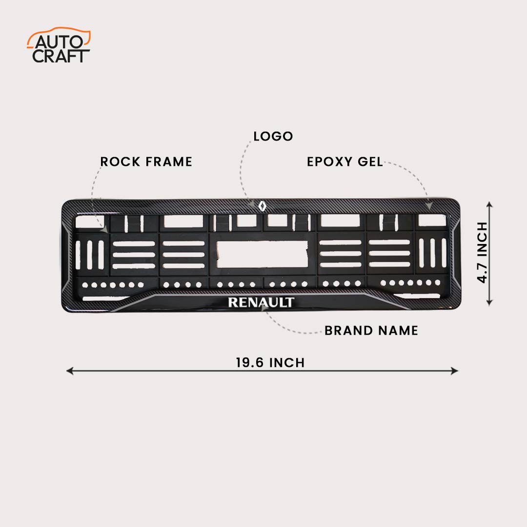 Car Number Plate Gel Frame - Renault - Black Plain - Image 2