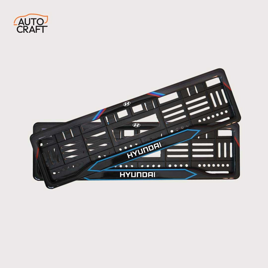 Car Number Plate Gel Frame - Hyundai - Red and Blue Line