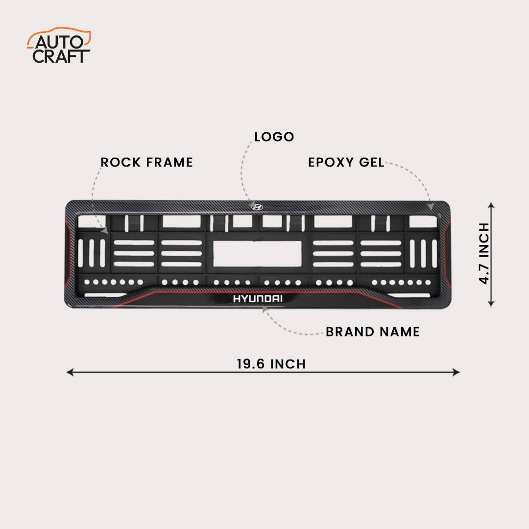 Car Number Plate Gel Frame - Hyundai - Red Line