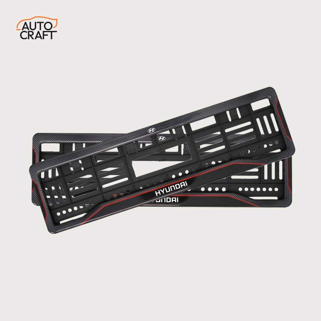 Car Number Plate Gel Frame - Hyundai - Red Line