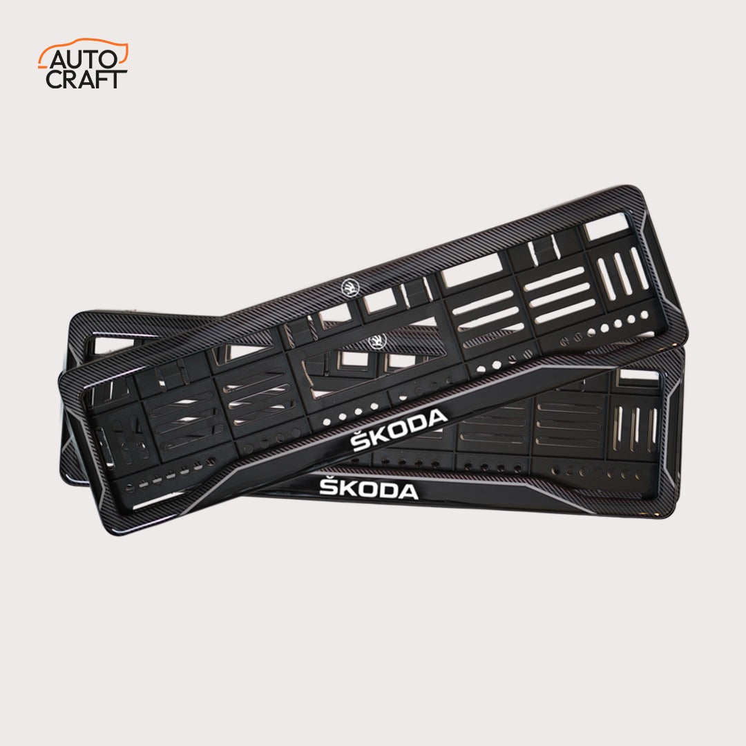Car Number Plate Gel Frame - Skoda - Black Plain - Image 1