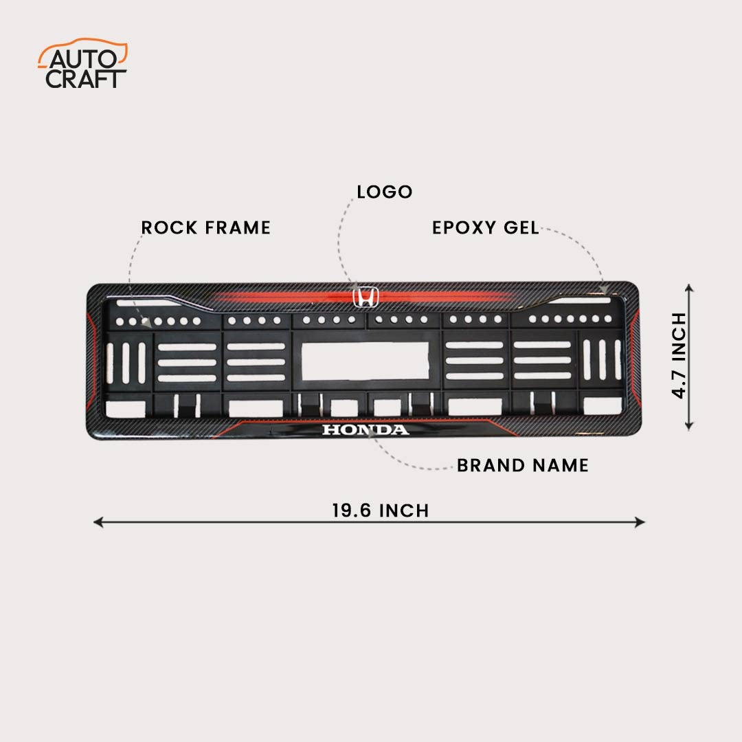Car Number Plate Gel Frame - Honda - Red Dash