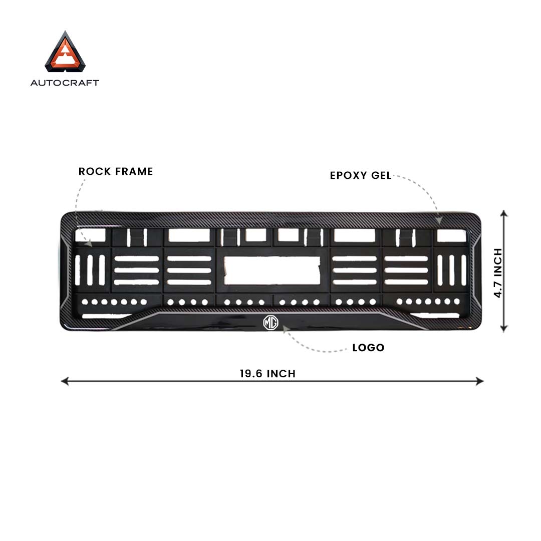 Car Number Plate Gel Frame - MG - Black Dash