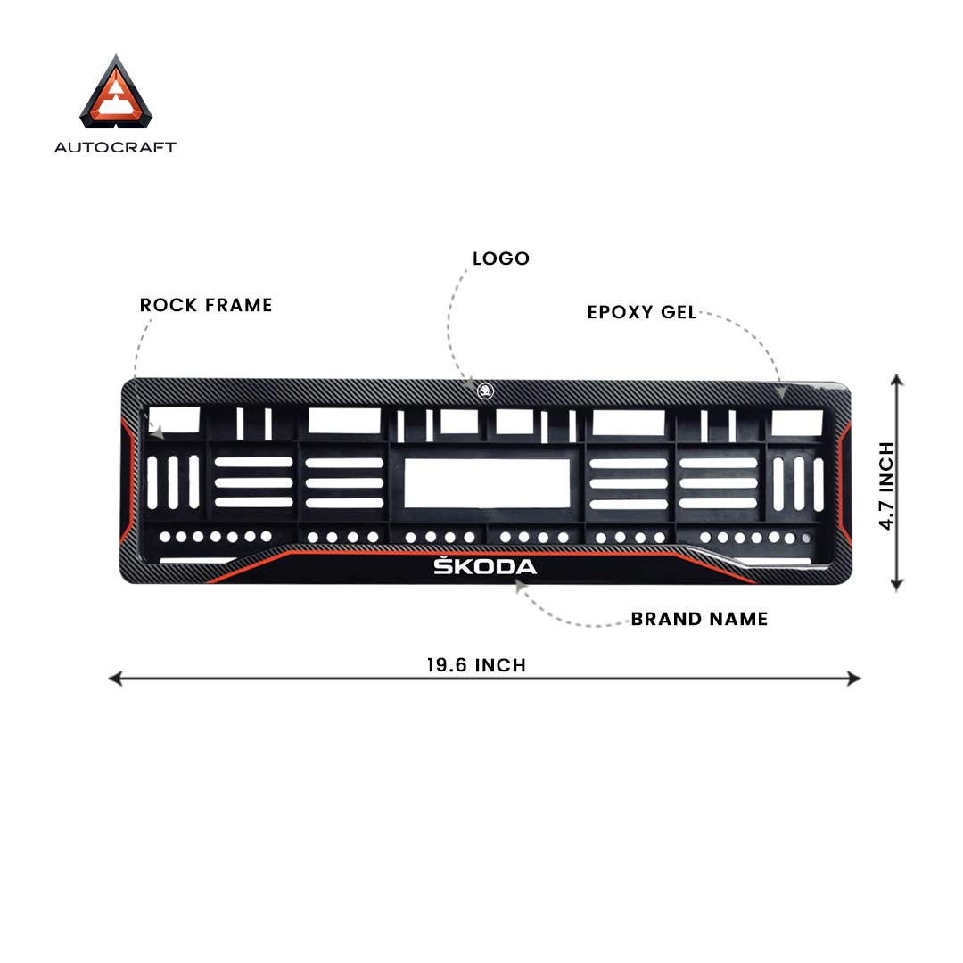 Car Number Plate Gel Frame - Skoda - Red Line HSRP number plate gel frame view 2