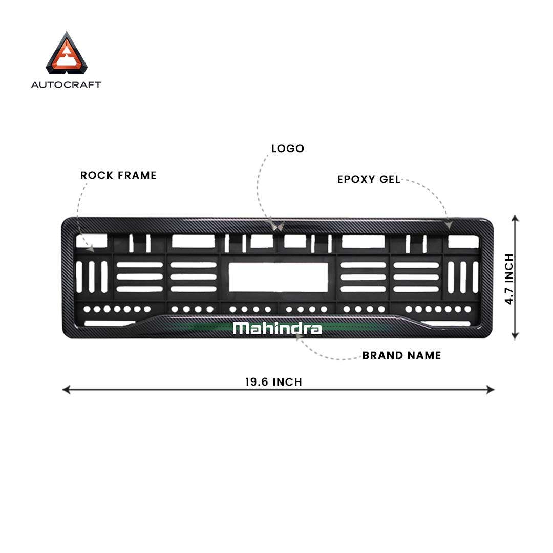 Car Number Plate Gel Frame - Mahindra - Green Line HSRP number plate gel frame view 2