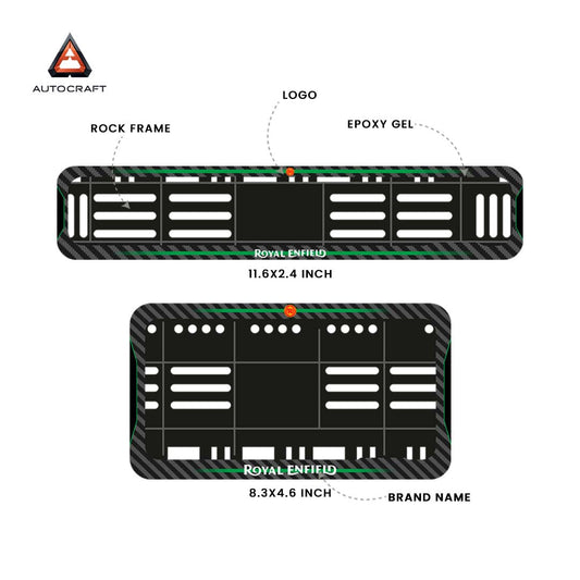 Bike Number Plate Gel Frame - Royal Enfield - Green Line