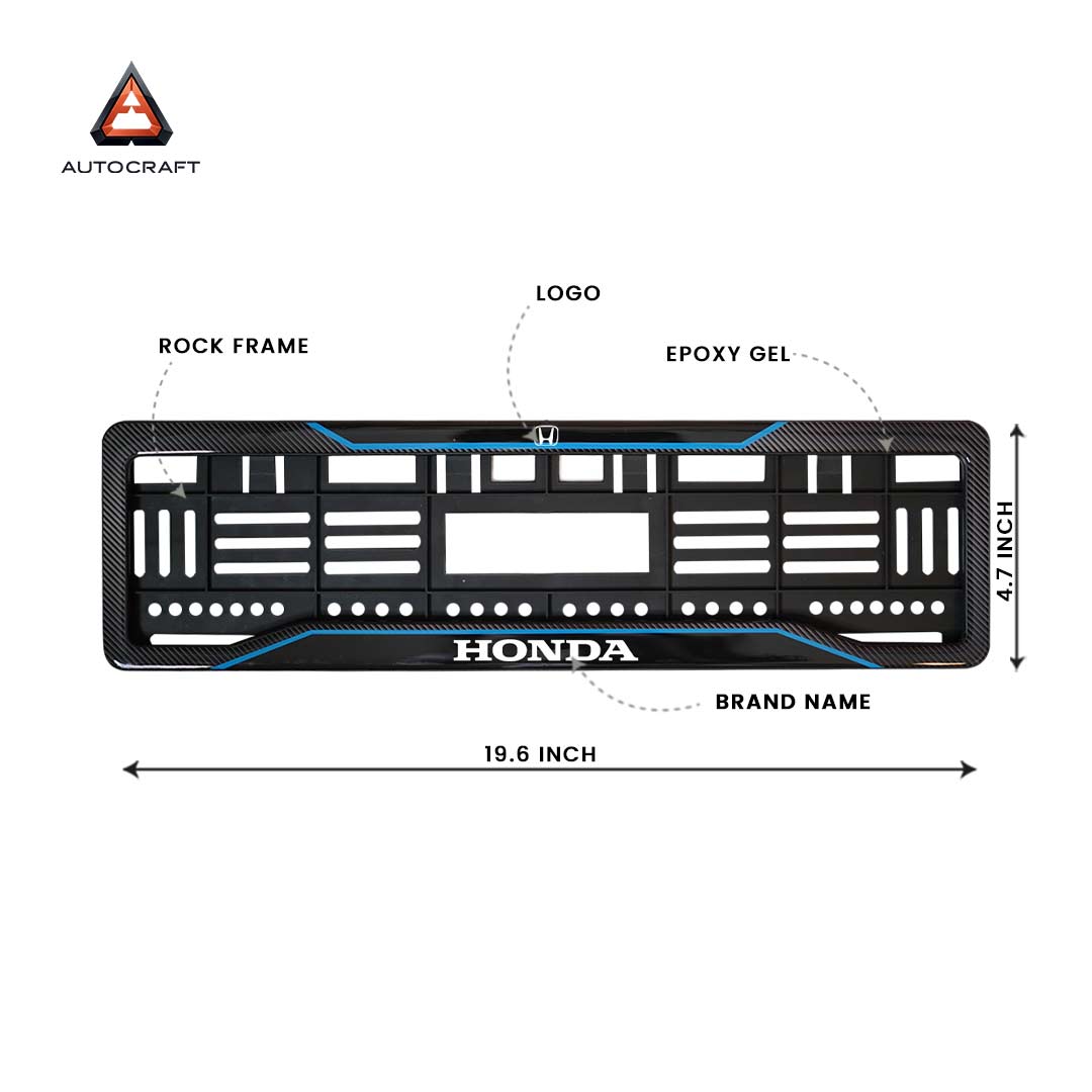 Car Number Plate Gel Frame - Honda - Blue Line