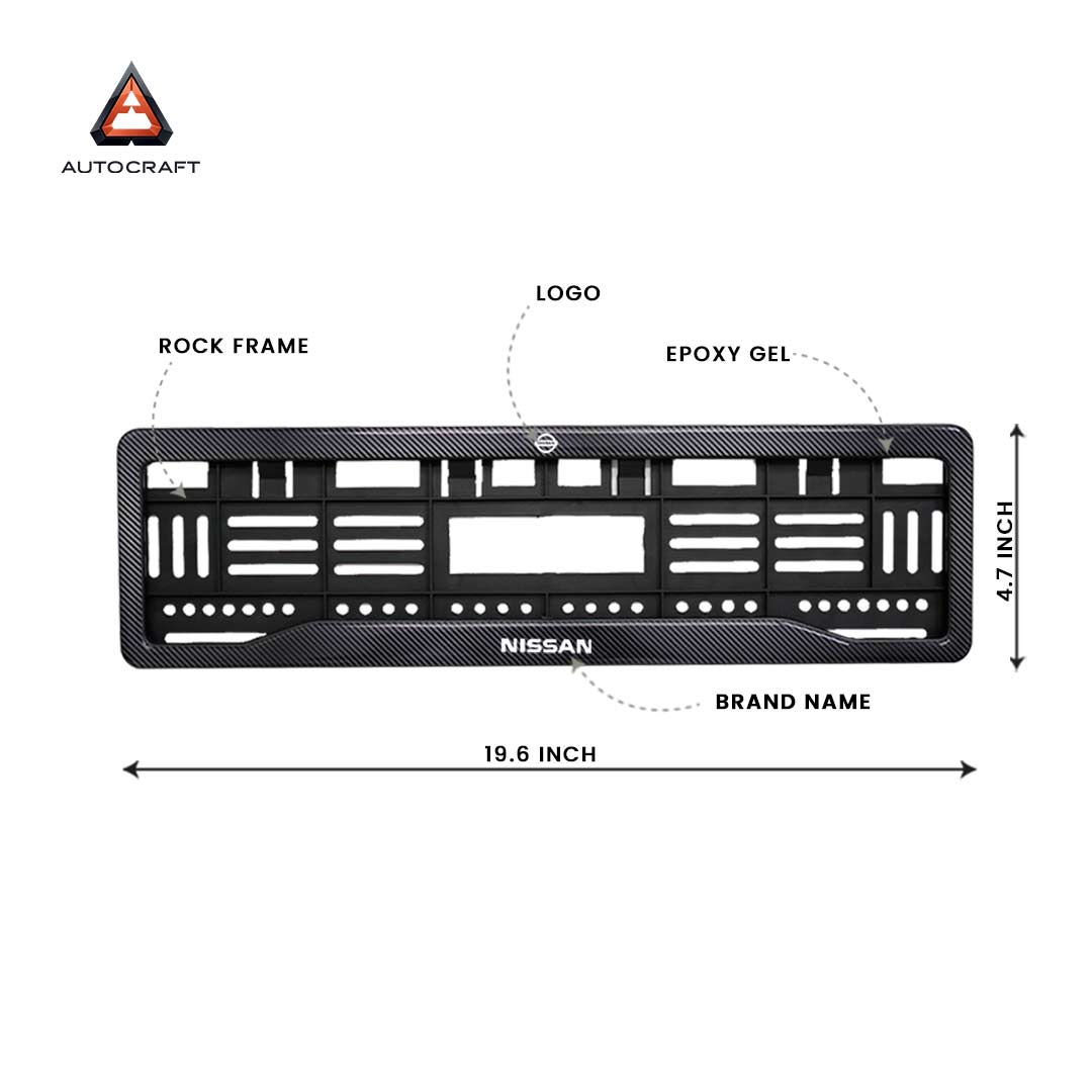 Car Number Plate Gel Frame - Nissan - Black Plain HSRP number plate gel frame view 2