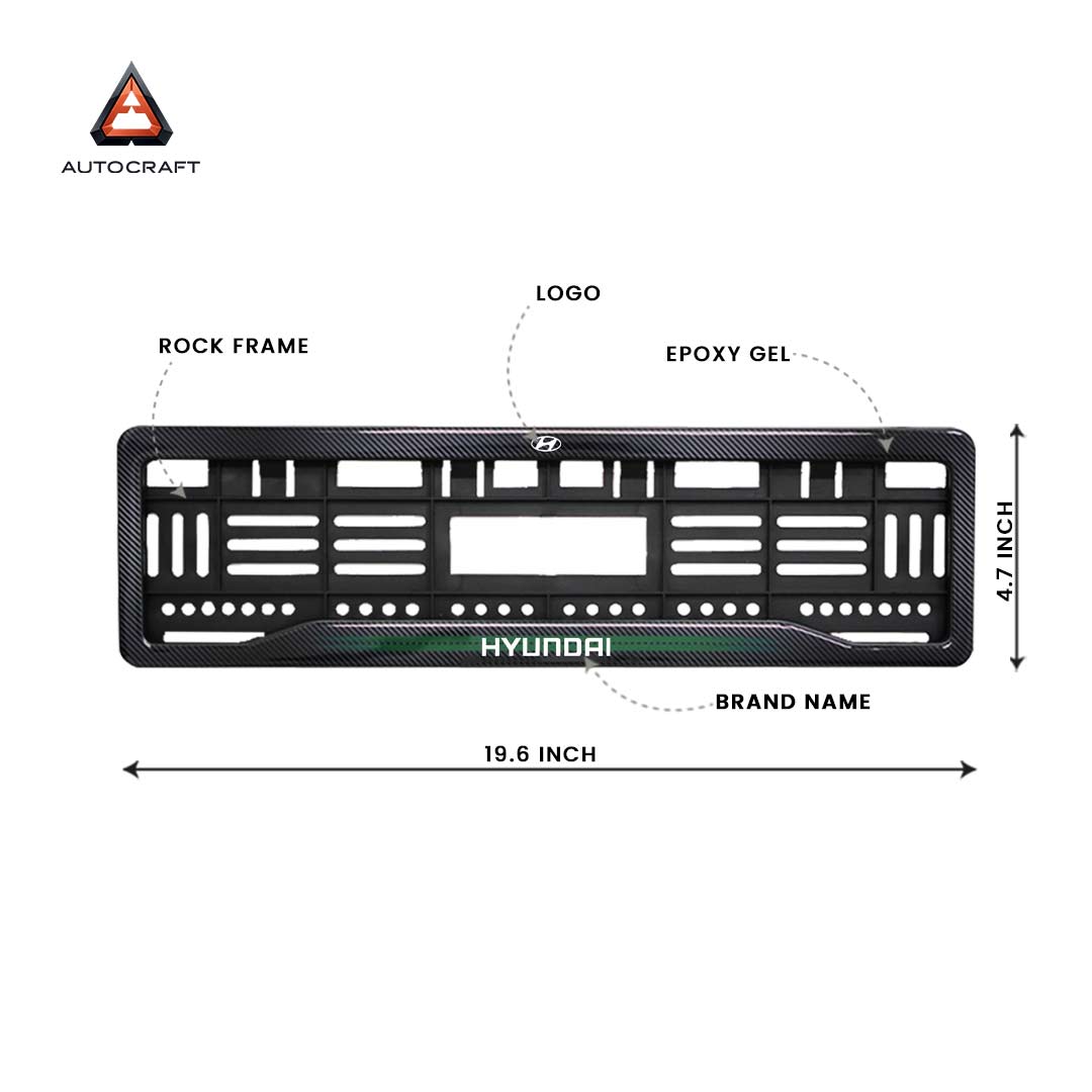 Car Number Plate Gel Frame - Hyundai - Green Line HSRP number plate gel frame view 2