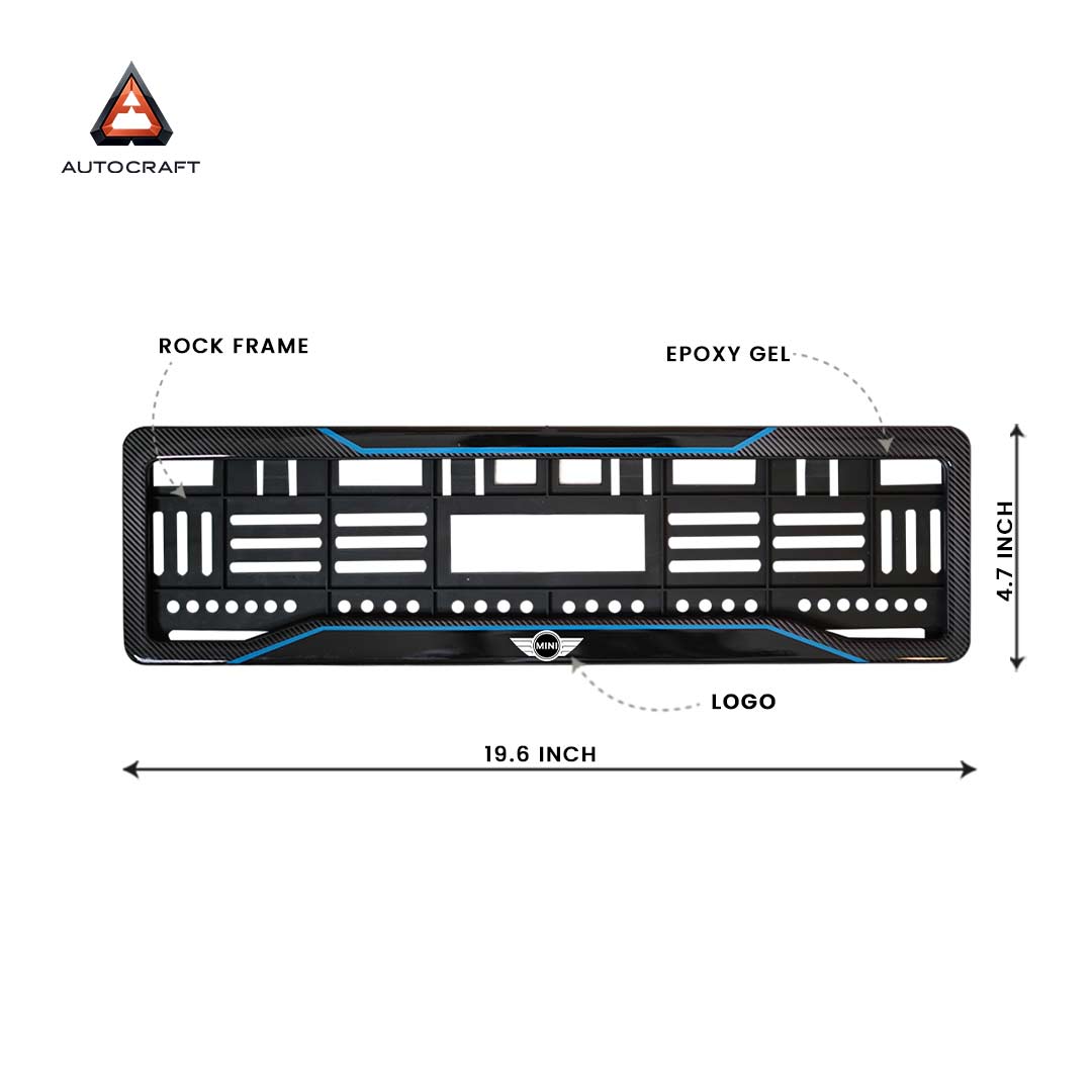 Car Number Plate Gel Frame - Mini Cooper - Blue Line