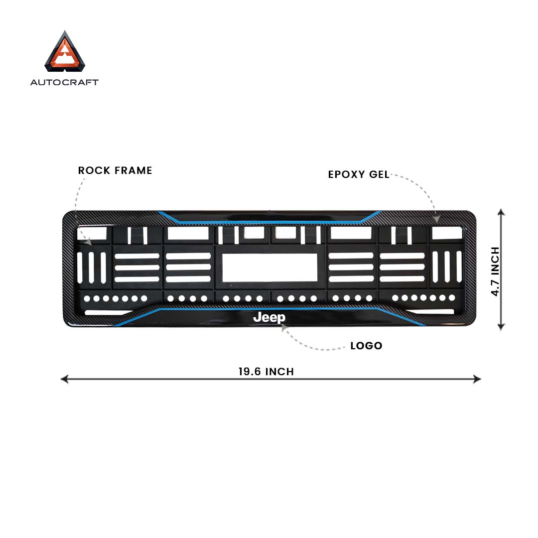 Car Number Plate Gel Frame - Jeep - Blue Line