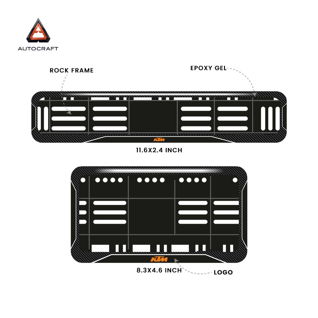 Bike Number Plate Gel Frame - KTM - Black with White Lines (Front and Back Set)