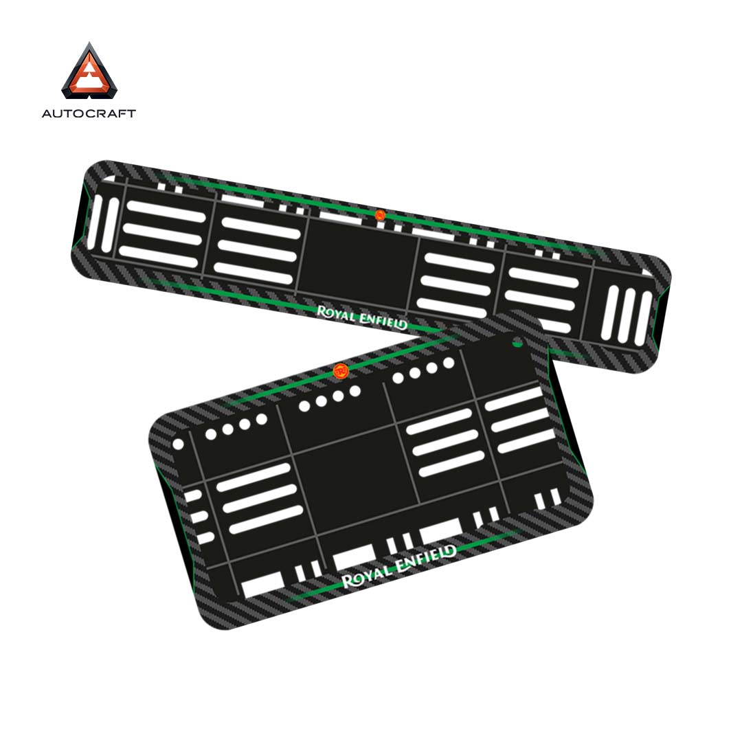 Bike Number Plate Gel Frame - Royal Enfield - Green Line HSRP number plate gel frame view 1