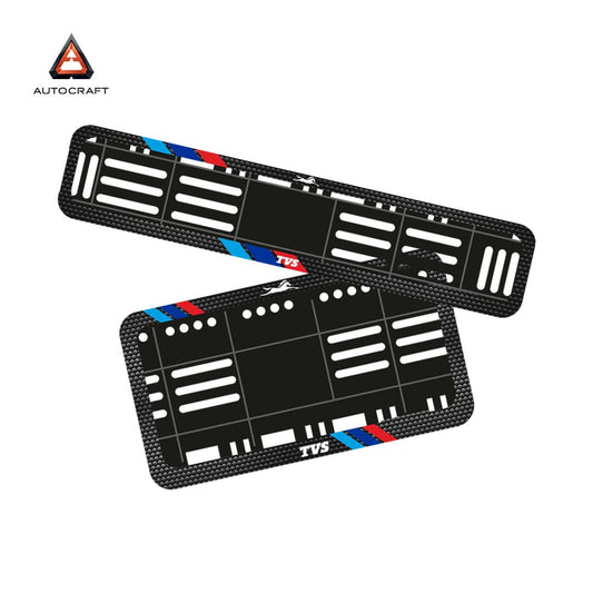 Bike Number Plate Gel Frame - TVS - Red & Blue Racing Stripes (Front and Back Set)