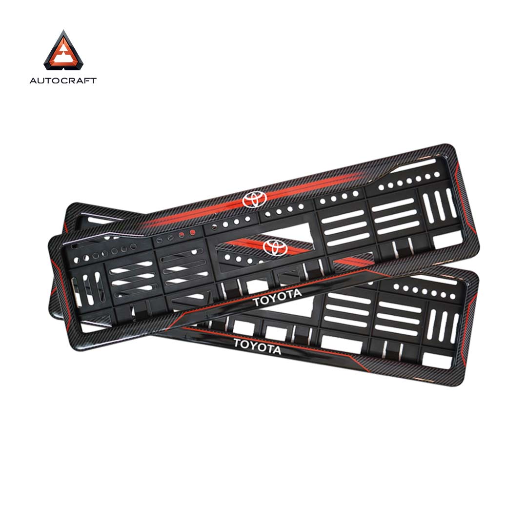 Car Number Plate Gel Frame - Toyota - Red Dash HSRP number plate gel frame view 1
