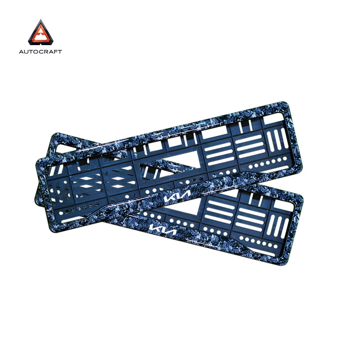 Car Number Plate Gel Frame - KIA - Forged Carbon HSRP number plate gel frame view 1