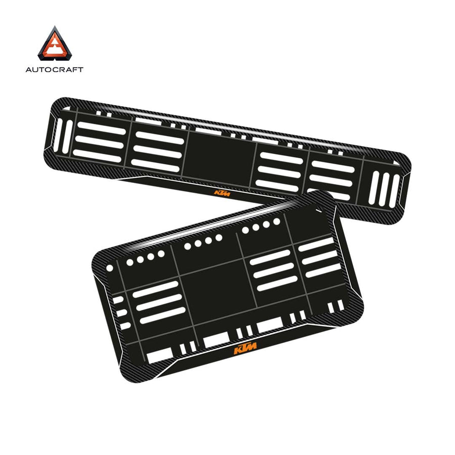 Bike Number Plate Gel Frame - KTM - Black with White Lines (Front and Back Set)