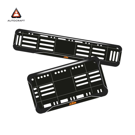 Bike Number Plate Gel Frame - KTM - Black with White Lines (Front and Back Set)