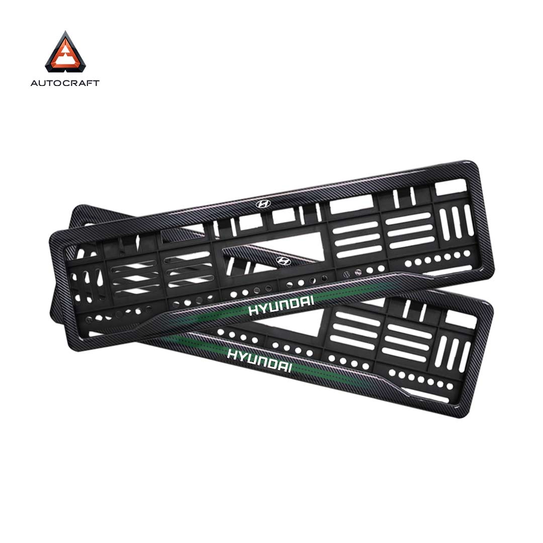 Car Number Plate Gel Frame - Hyundai - Green Line HSRP number plate gel frame view 1