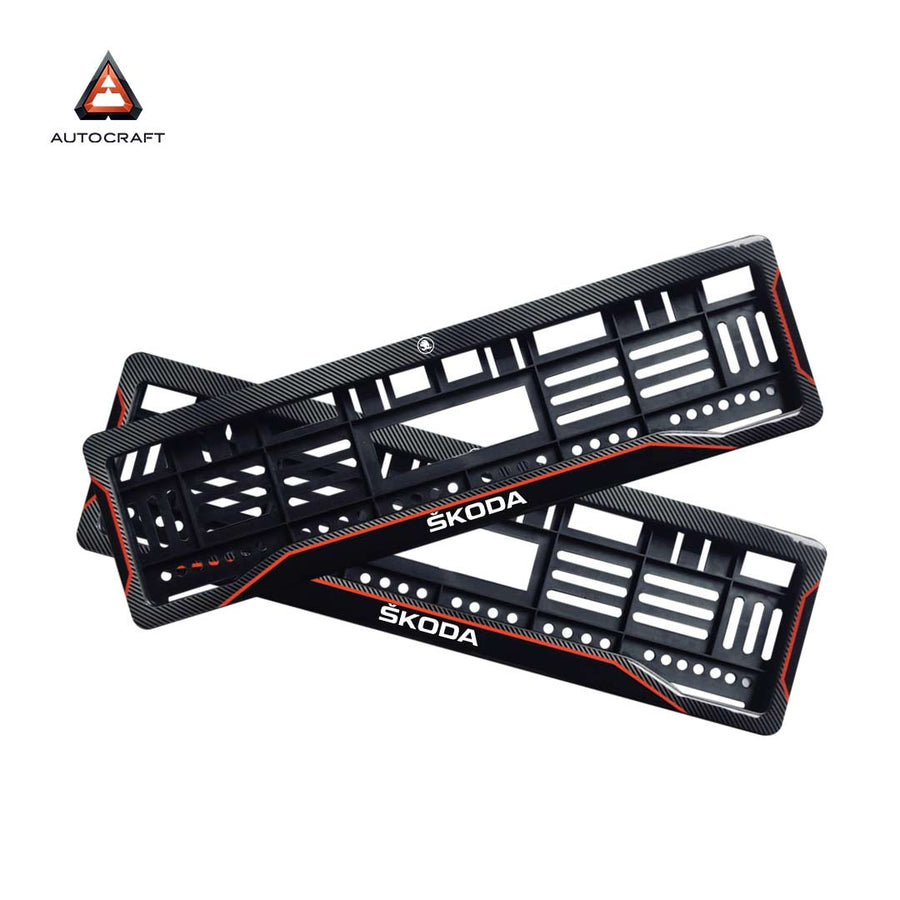 Car Number Plate Gel Frame - Skoda - Red Line