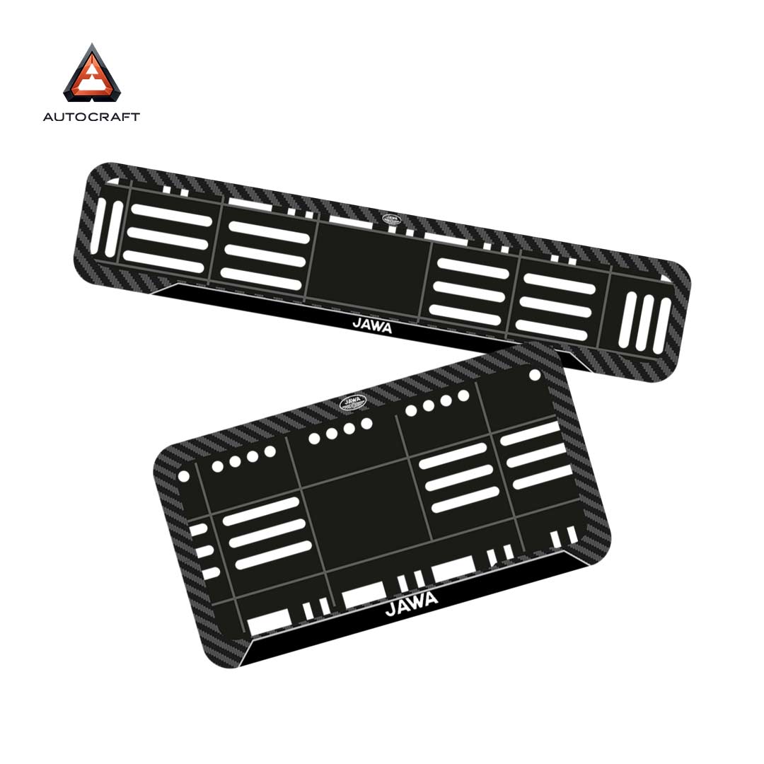 Bike Number Plate Gel Frame - Jawa - Black Pattern (Front and Back Set)