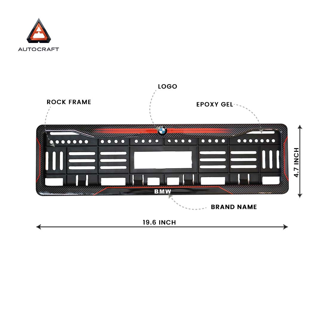 Car Number Plate Gel Frame - BMW - Red Dash