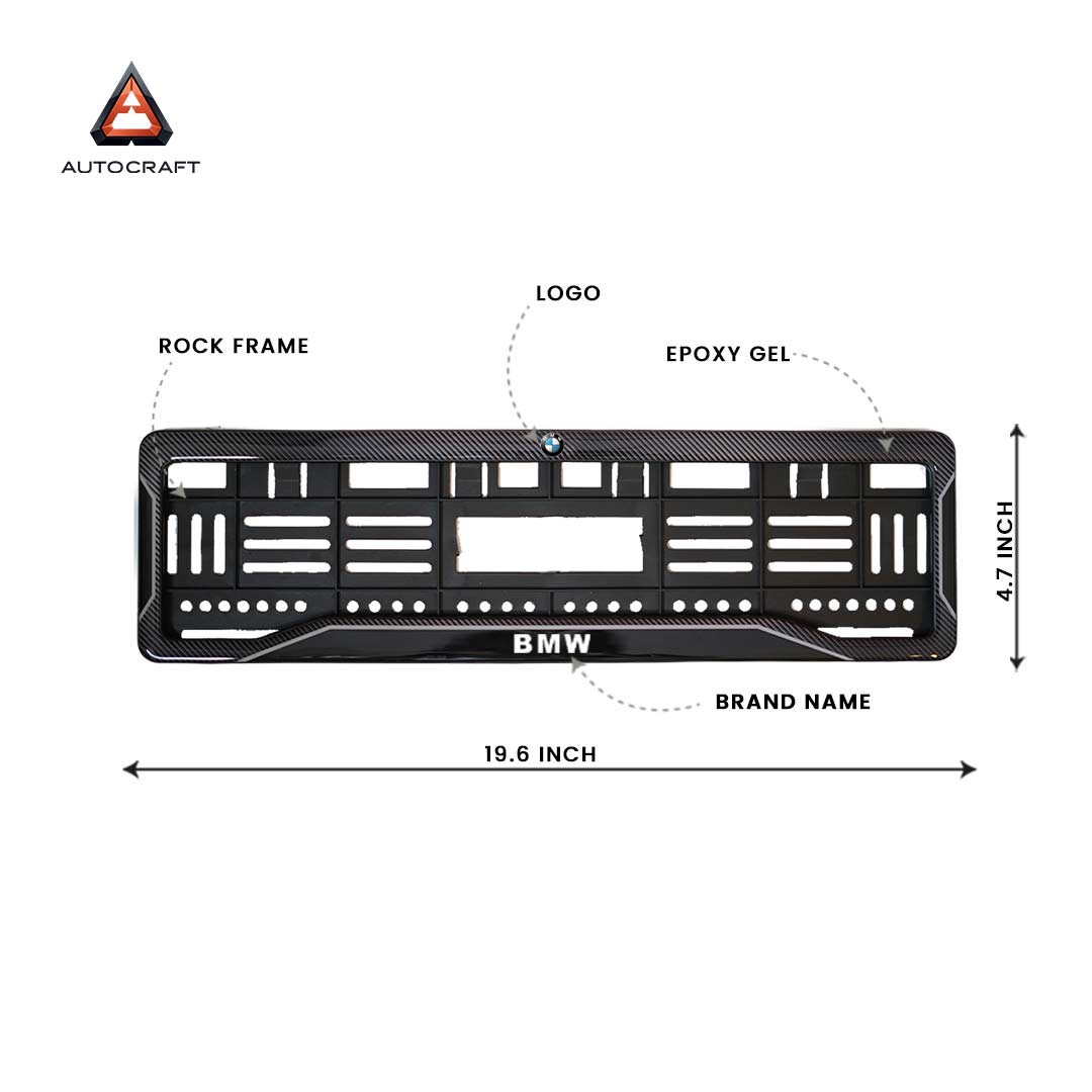 Car Number Plate Gel Frame - BMW - Black Dash HSRP number plate gel frame view 2