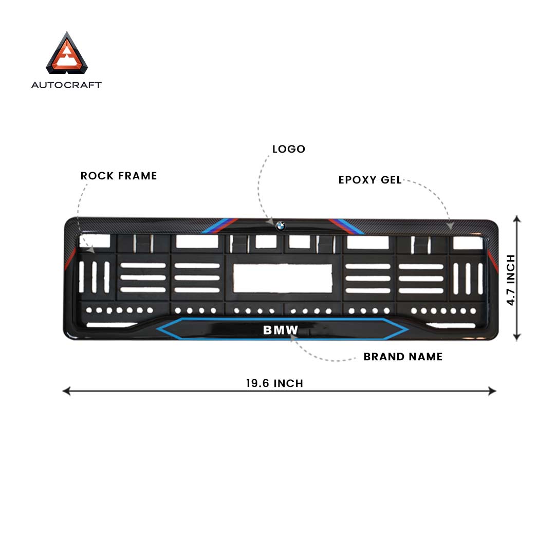 Car Number Plate Gel Frame - BMW - Red and Blue Line