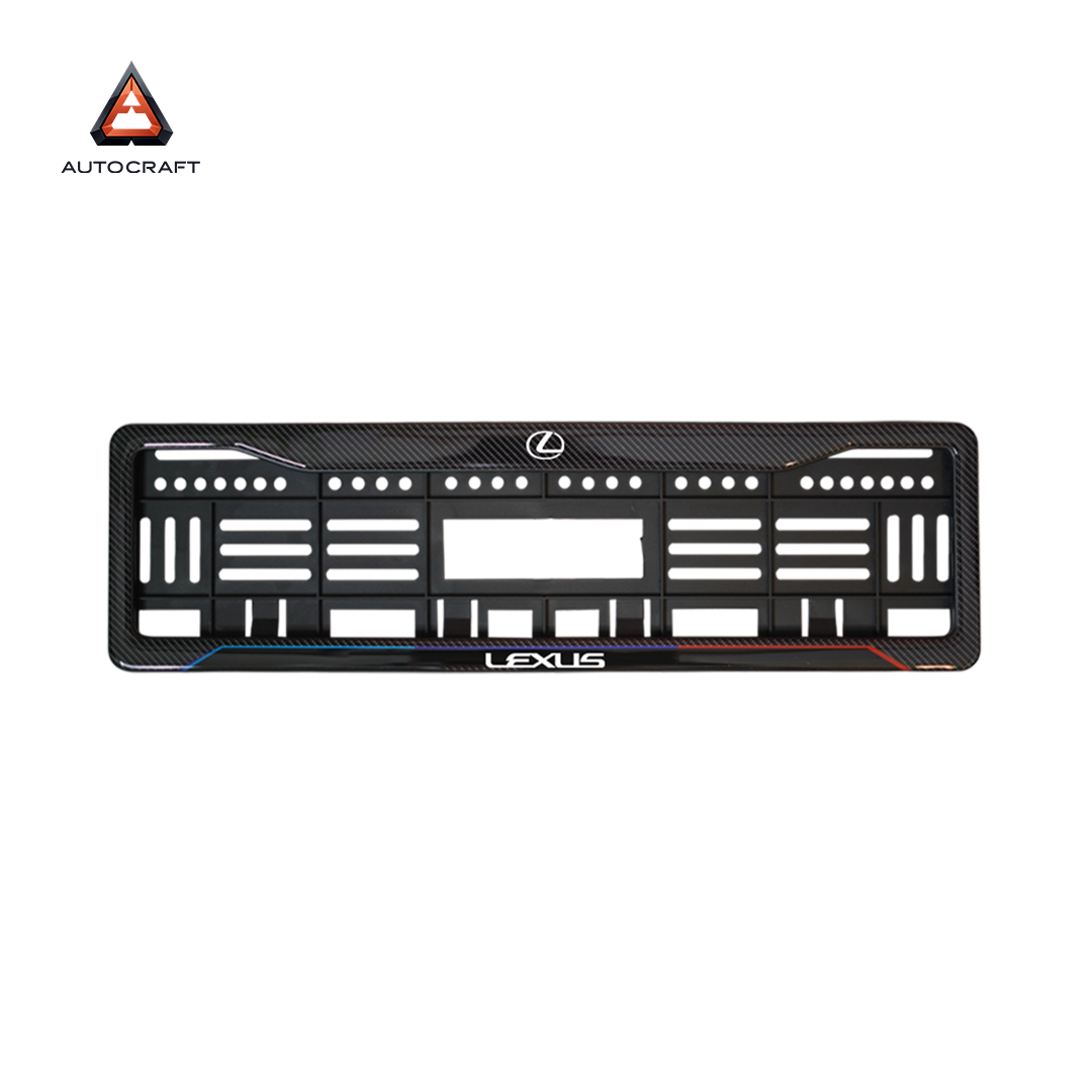 Car Number Plate Gel Frame - Lexus - Blue and Red HSRP number plate gel frame view 3