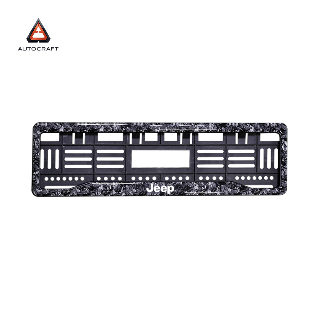 Car Number Plate Gel Frame - Jeep - Forged Carbon HSRP number plate gel frame view 2