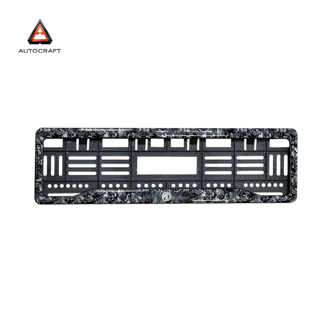 Car Number Plate Gel Frame - MG -Forged Carbon HSRP number plate gel frame view 3