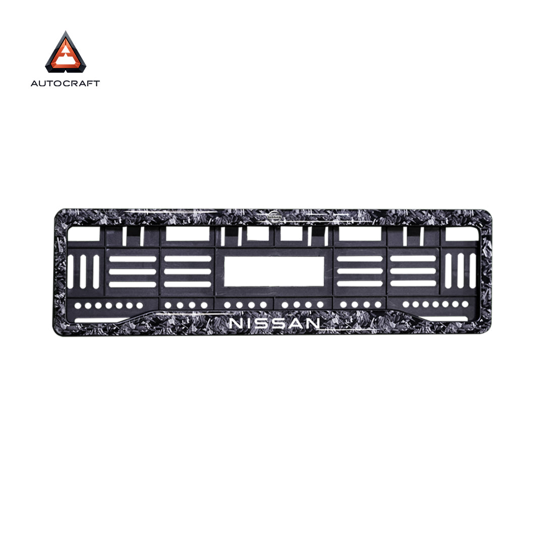 Car Number Plate Gel Frame - Nissan - Forged Carbon HSRP number plate gel frame view 3