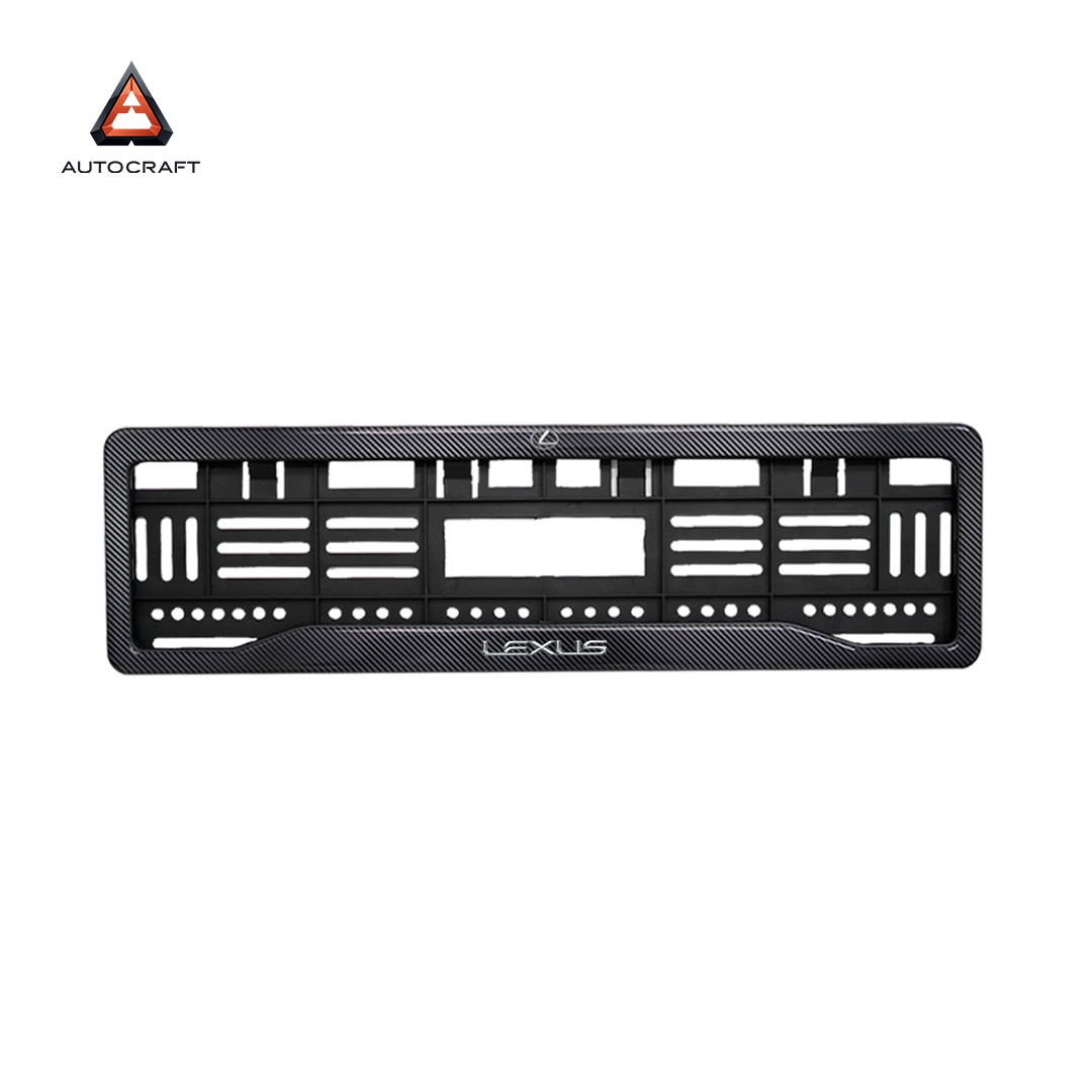 Car Number Plate Gel Frame - Lexus - Black Plain HSRP number plate gel frame view 3