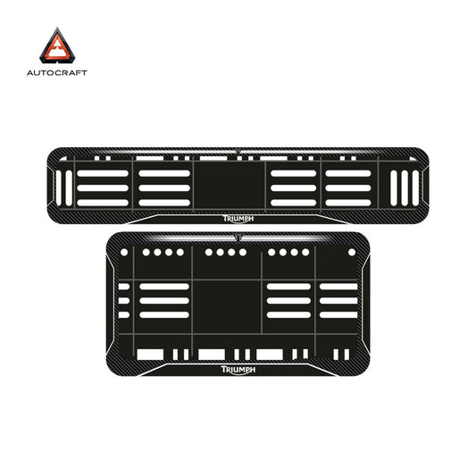 Bike Number Plate Gel Frame - Triumph - Black with White Lines (Front and Back Set)