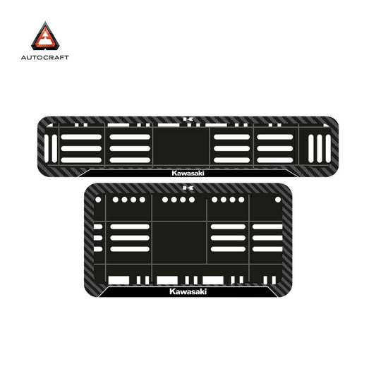 Bike Number Plate Gel Frame - Kawasaki - Black Pattern (Front and Back Set)