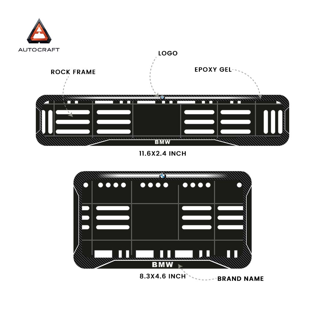 Bike Number Plate Gel Frame - BMW - Black with White Lines (Front and Back Set)