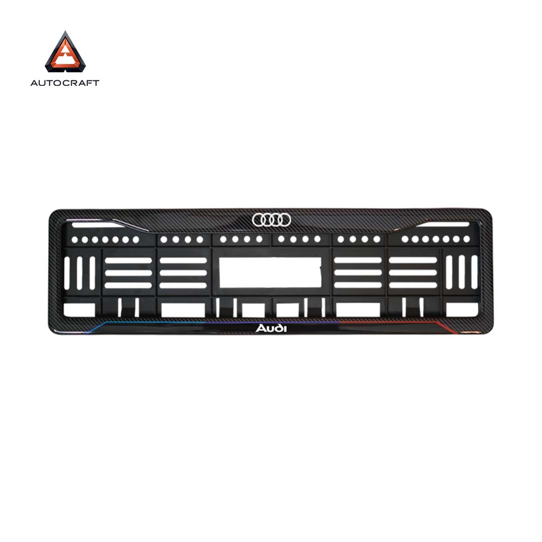 Car Number Plate Gel Frame - Audi - Blue and Red Line HSRP number plate gel frame view 3
