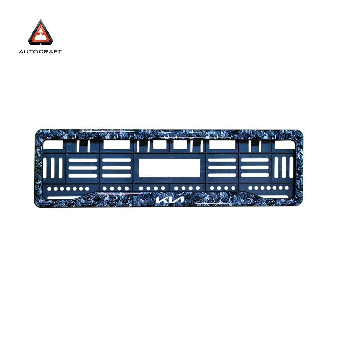 Car Number Plate Gel Frame - KIA - Forged Carbon HSRP number plate gel frame view 3