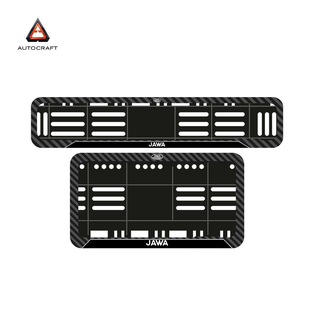 Bike Number Plate Gel Frame - Jawa - Black Pattern (Front and Back Set)