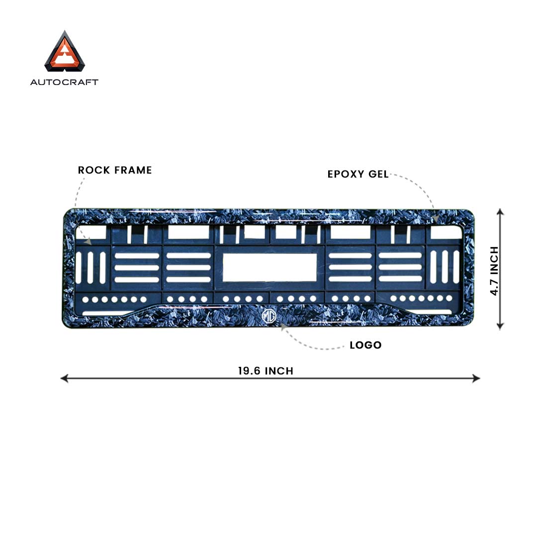Car Number Plate Gel Frame - MG -Forged Carbon HSRP number plate gel frame view 2