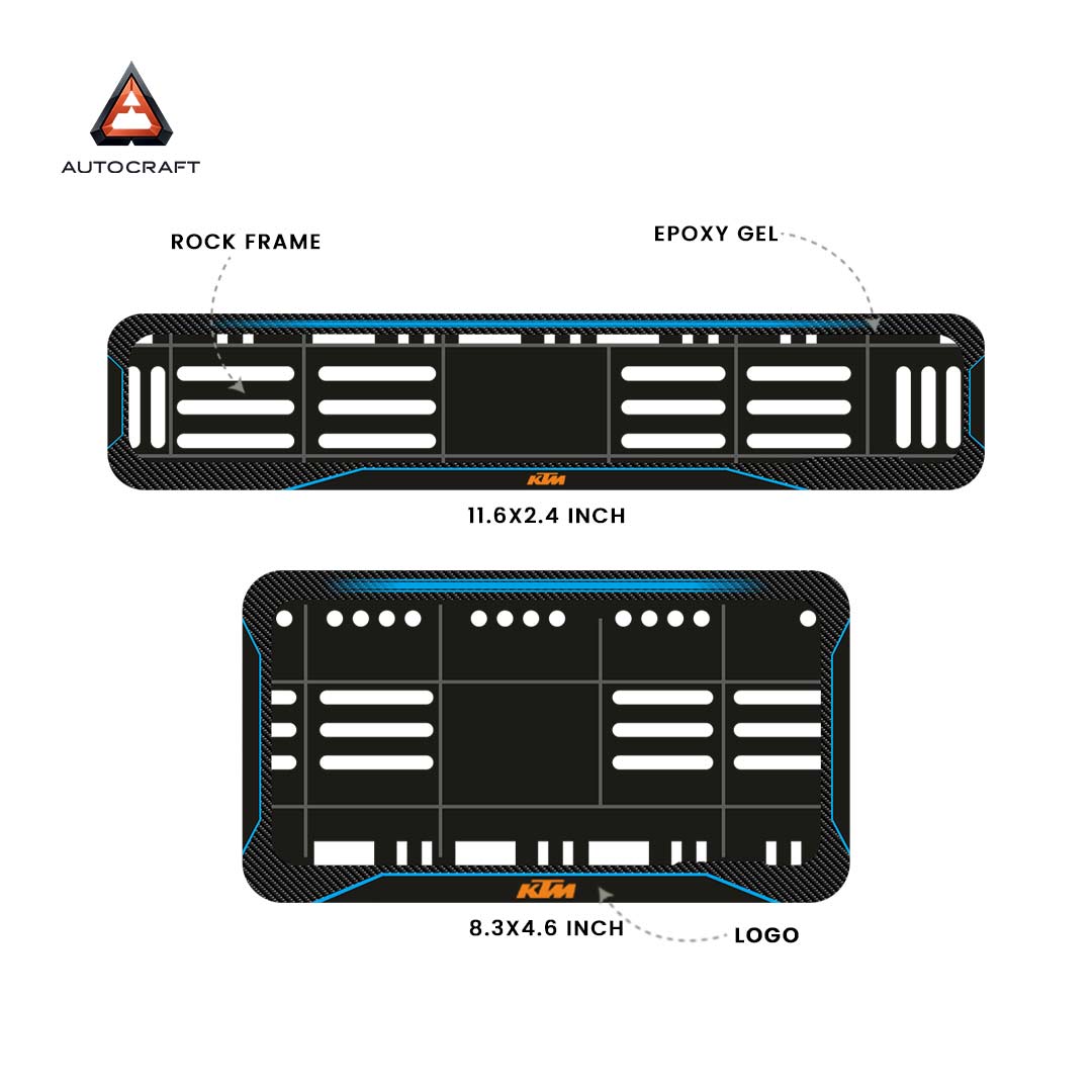 Bike Number Plate Gel Frame - KTM - Blue Line (Front and Back Set)
